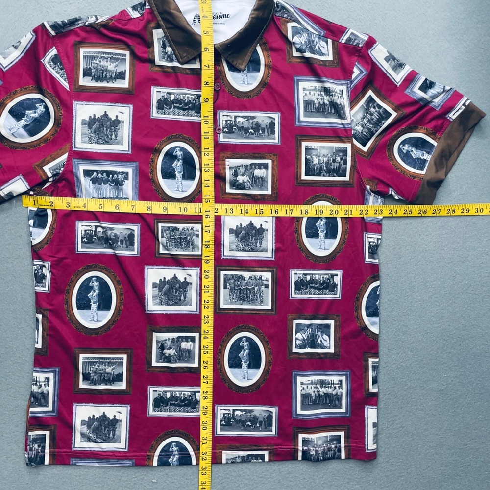 Royal & Awesome Men Polo Shirt‎ Polyester Spandex XL Vintage Golf Photo Print - Picture 7 of 10